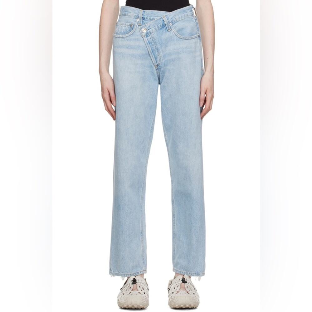 Agolde Criss Cross Dimension Blue Straight Leg High Rise Jeans Women’s Size 32 - Picture 10 of 10